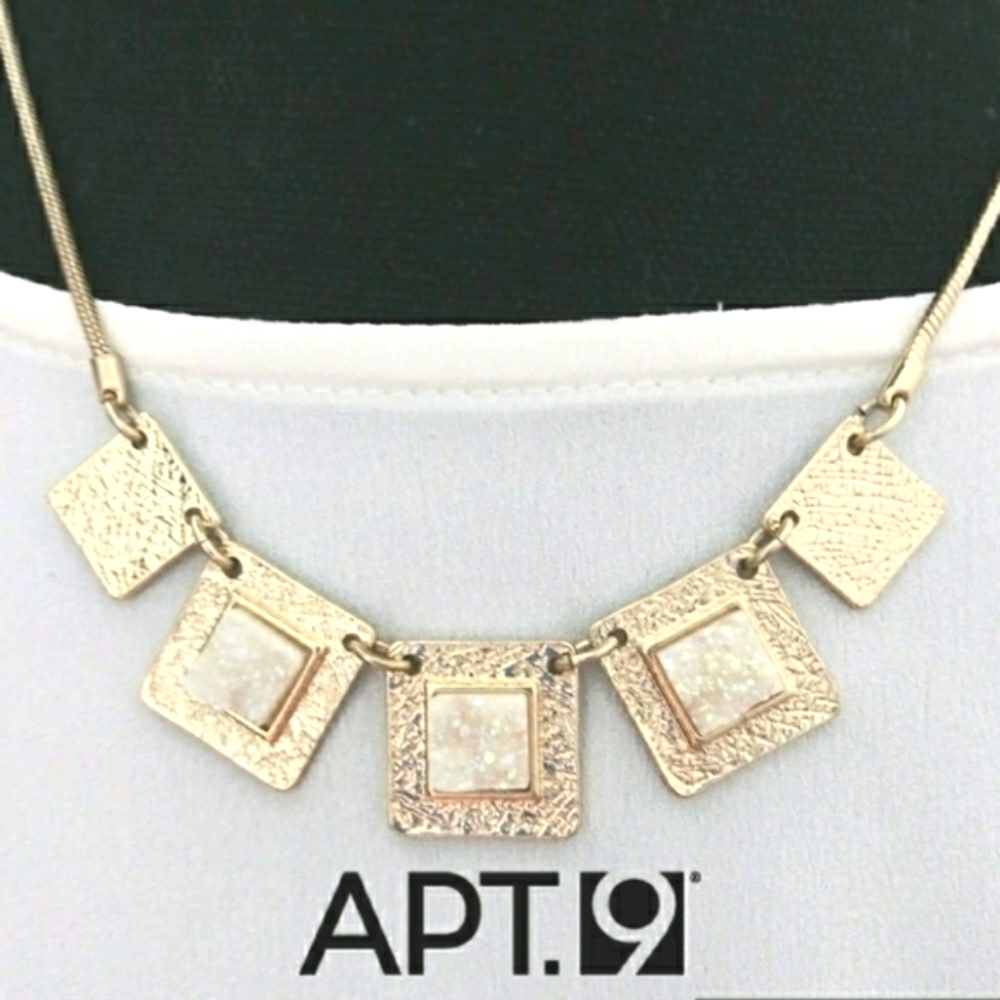 Apt. 9 Gold Necklace with Stone Inset NWT